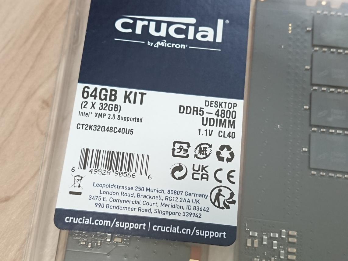 ☆Crucial デスクトップ用メモリー DDR5 64GB(32GB×2枚組) 送料込み！新品☆_画像3