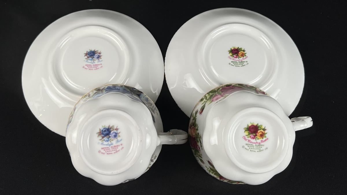 未使用◆ROYAL ALBERT ロイヤルアルバート Moonlight Rose/Old Country Rose カップ&ソーサー ペア2客セット 英国製◆兵庫県姫路市発 I2_画像7