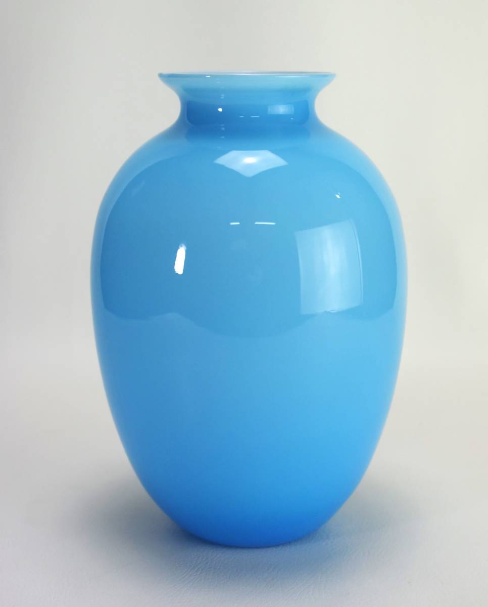 【美品】イタリアンガラス　ヴェネチアンガラス　ベネチアンガラス　花瓶　水色　小_画像5