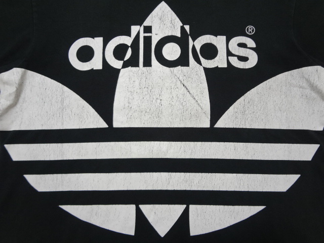 80s Descente серебряный бирка сделано в Японии adidas Adidas с высоким воротником mok шея футболка с длинным рукавом long T cut and sewn to зеркальный . il большой Logo чёрный черный L-O