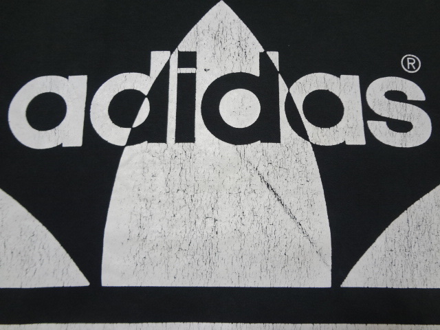 80s Descente серебряный бирка сделано в Японии adidas Adidas с высоким воротником mok шея футболка с длинным рукавом long T cut and sewn to зеркальный . il большой Logo чёрный черный L-O