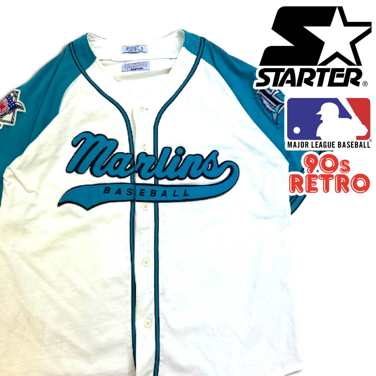 90s スターター マーリンズ ゲームシャツ XL MLB STARTER Florida