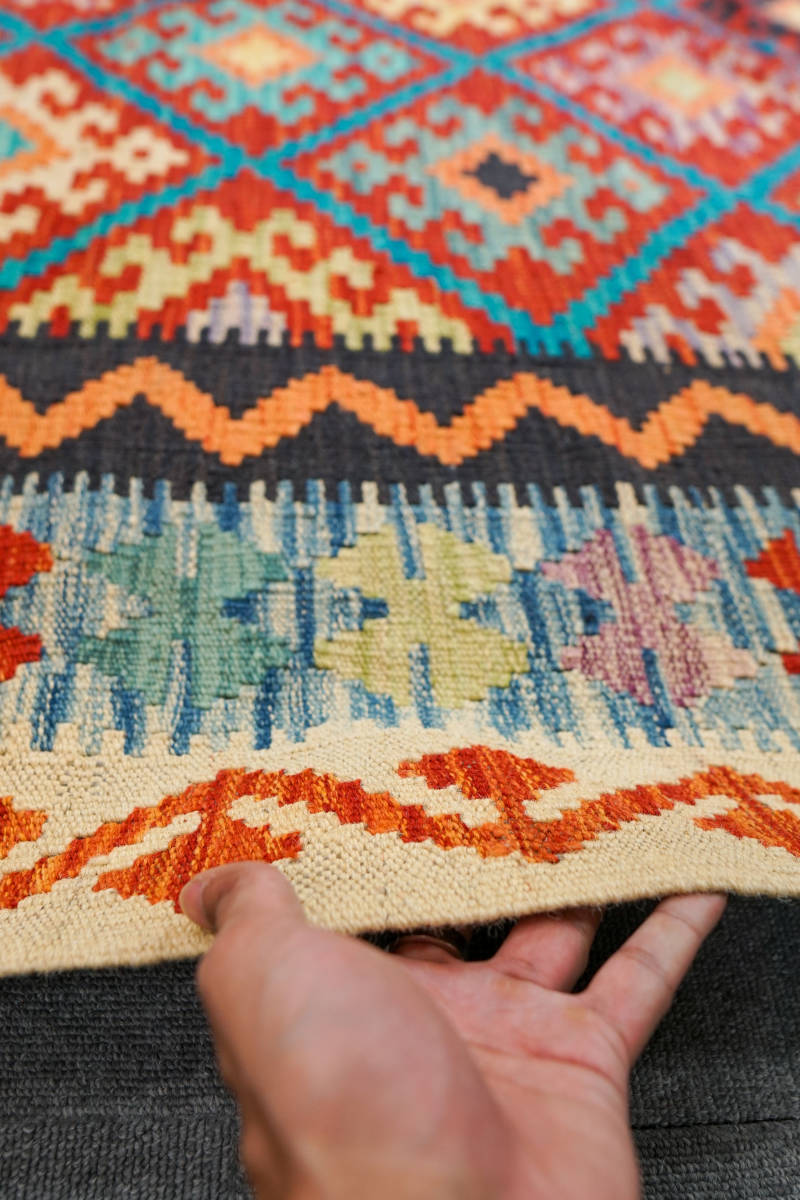 209×153cm【アフガニスタン 手織りキリム】トライバルラグ 手織り絨毯