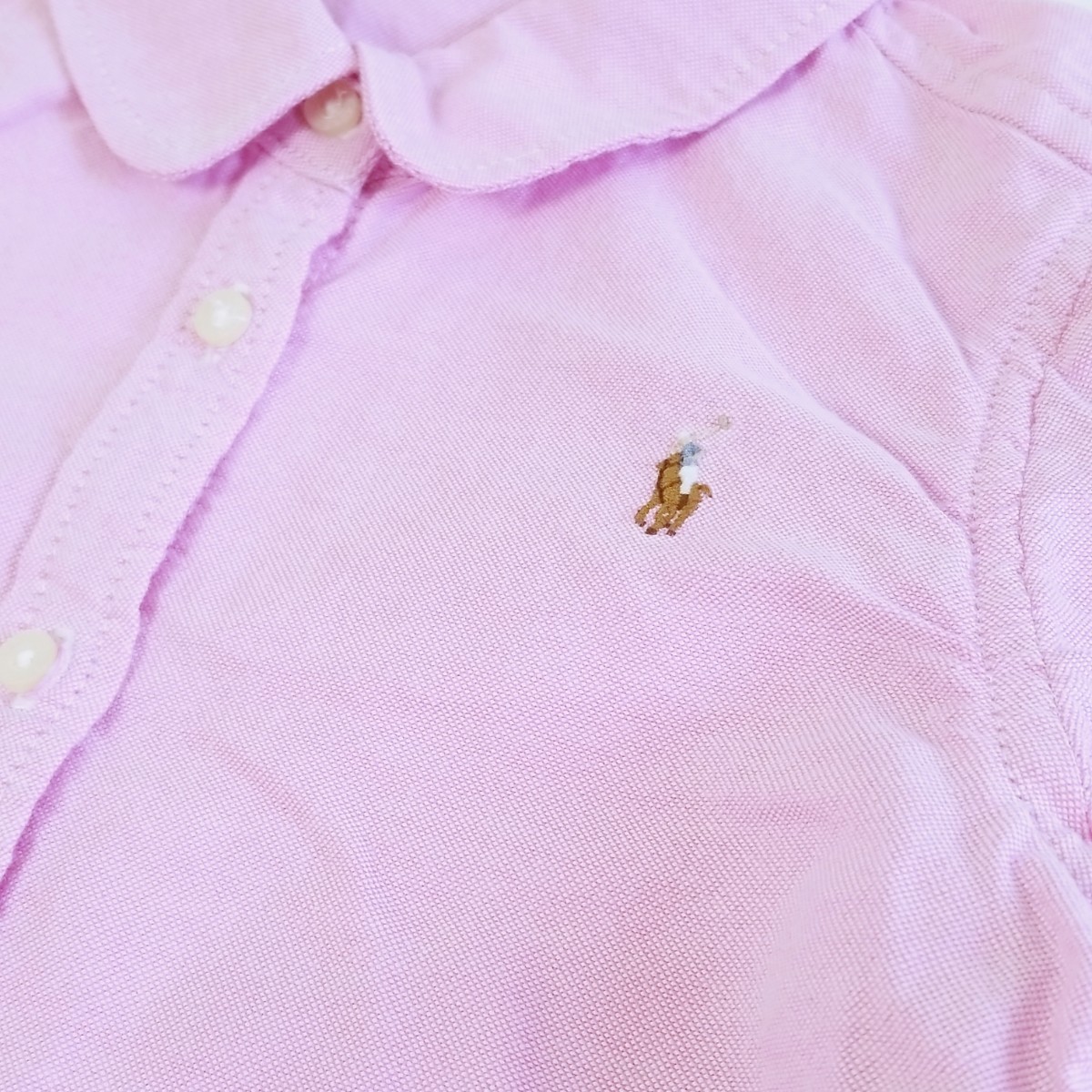 RALPH LAUREN　ラルフローレン　ワンピース　ワンポイント刺繍　キッズ服　子供服　女の子　可愛い120サイズ　ピンク　ポニー　長袖シャツ