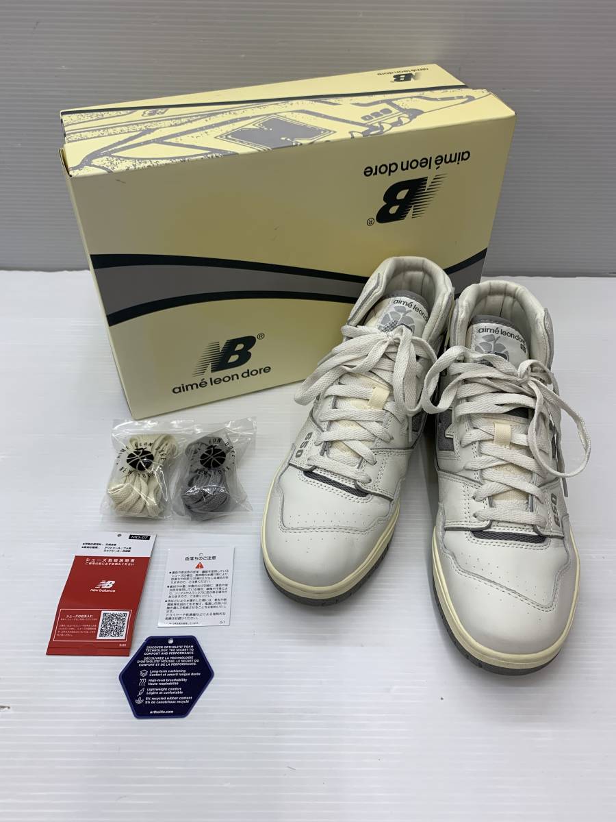 153-Ky12049-100s Aim Leon Dore × New Balance 650R Gray エメ レオン ドレ × ニューバランス 650R グレー BB650RA1 28cm 中古品_画像1