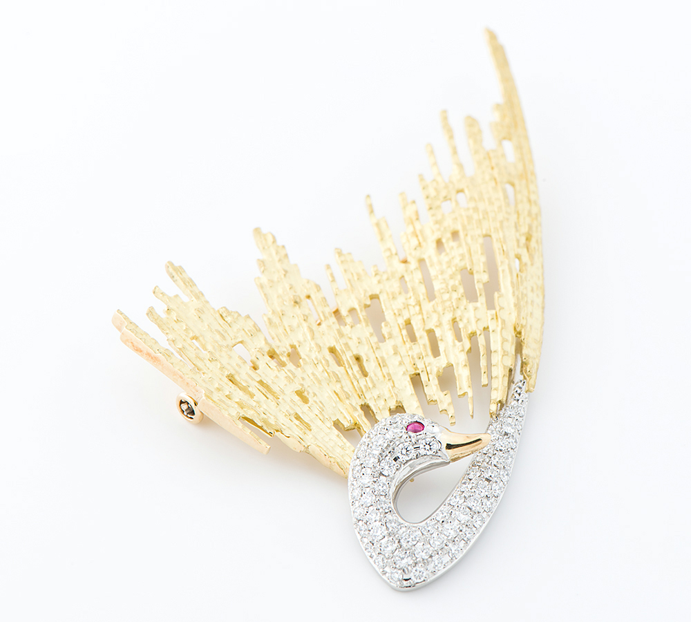男の子向けプレゼント集結 72728円 アトリエ・アル ルビー0.06ct 白鳥モチーフ ダイヤモンド