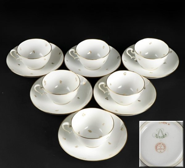 □Sevres セーブル 白磁金彩 カップ&ソーサー 6客