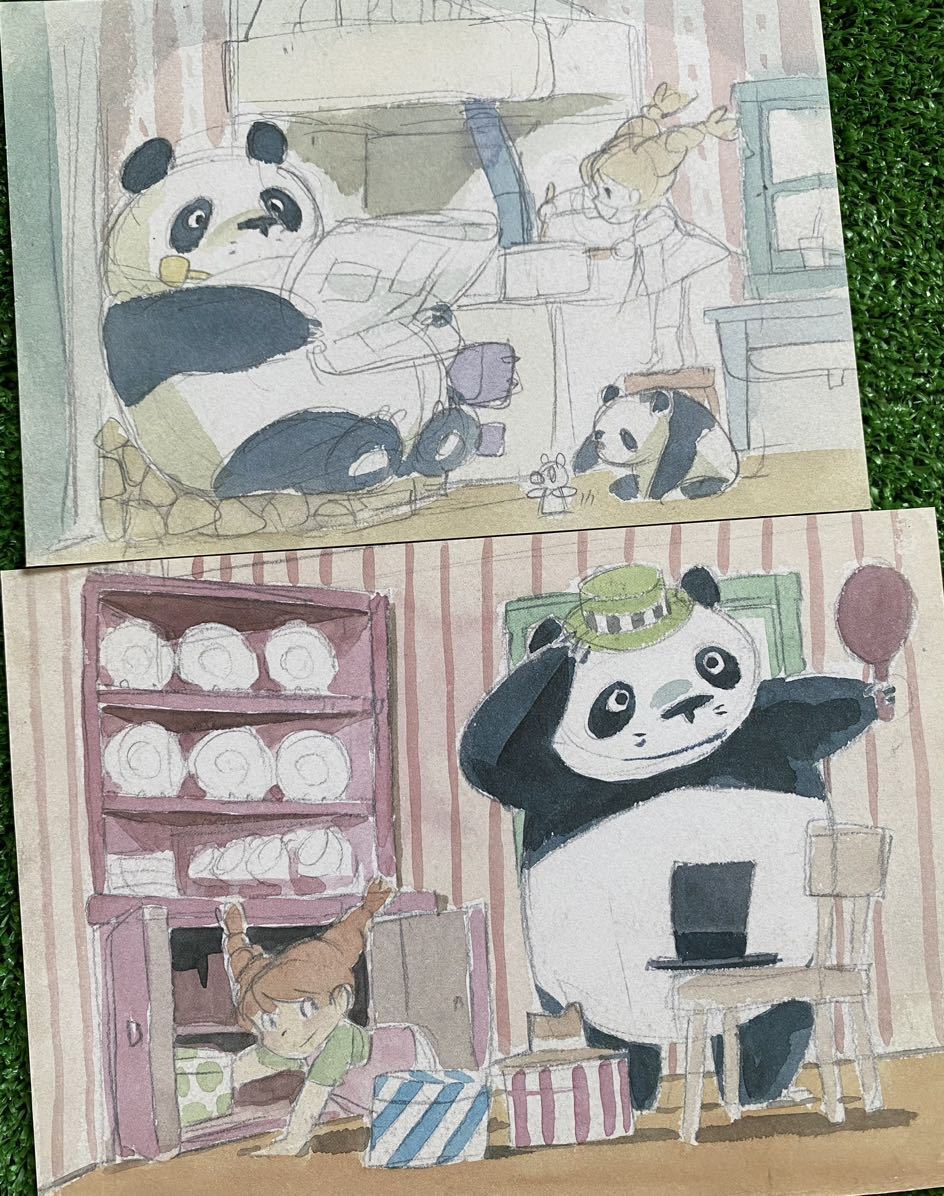  Ghibli Panda ko Panda 2 pieces set A Miyazaki . sketch cut pulling out illustration postcard poster STUDIO GHIBLI HAYAO MIYAZAKI