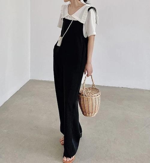  side slit all-in-one overall gaucho pants wide pants 