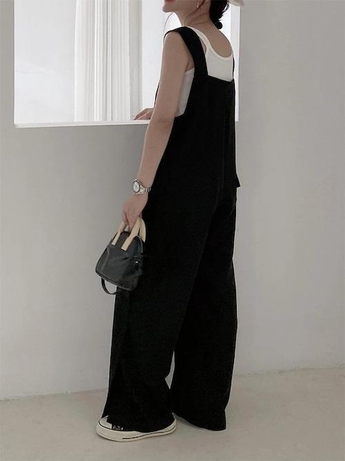  side slit all-in-one overall gaucho pants wide pants 