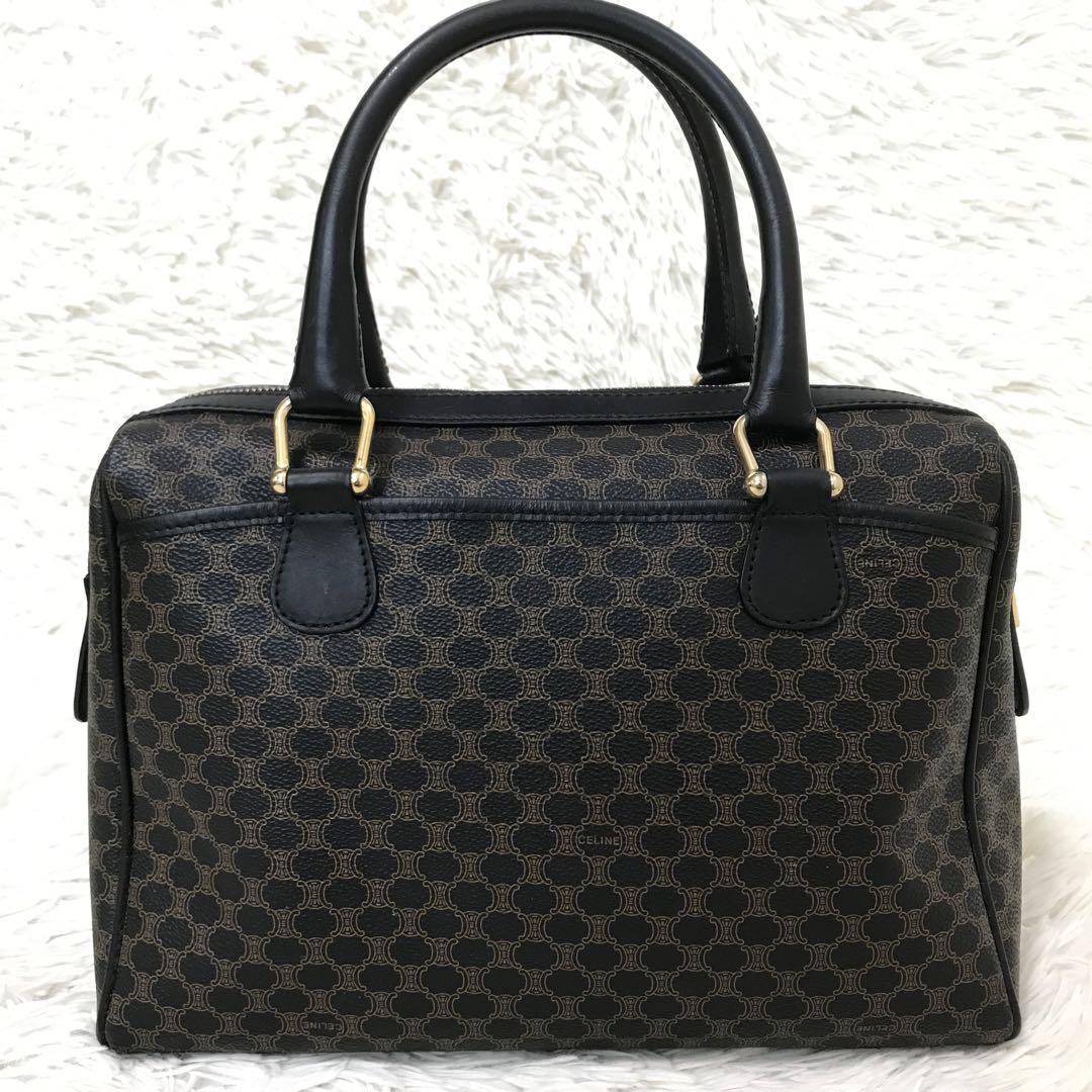 極美品】セリーヌ ミニボストンバッグ 黒マカダム柄 トリオンフ