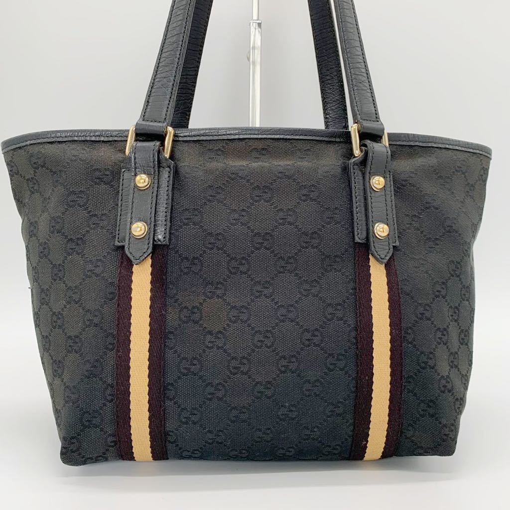 美品】 1円 グッチ GUCCI トートバッグ キャンバス GG柄 シェリー