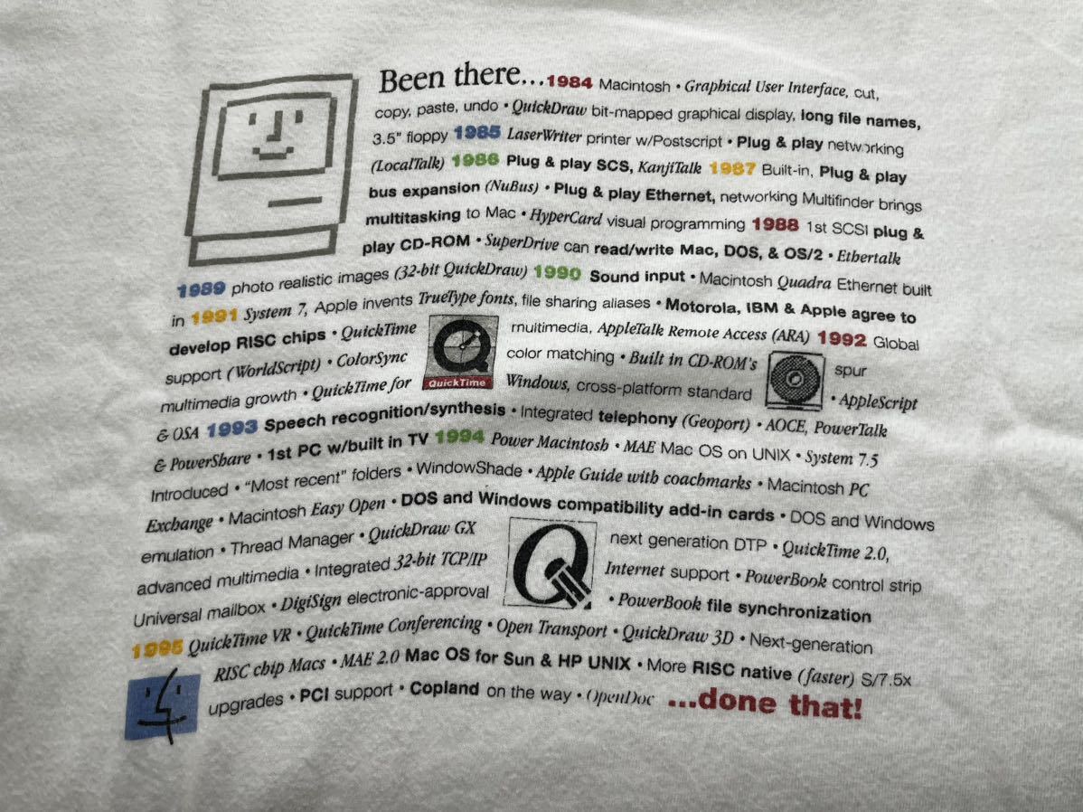 貴重！90's vintage Apple Tシャツ　Mac アップコンピュータ　90年代 ヴィンテージ テック企業　シングルステッチ