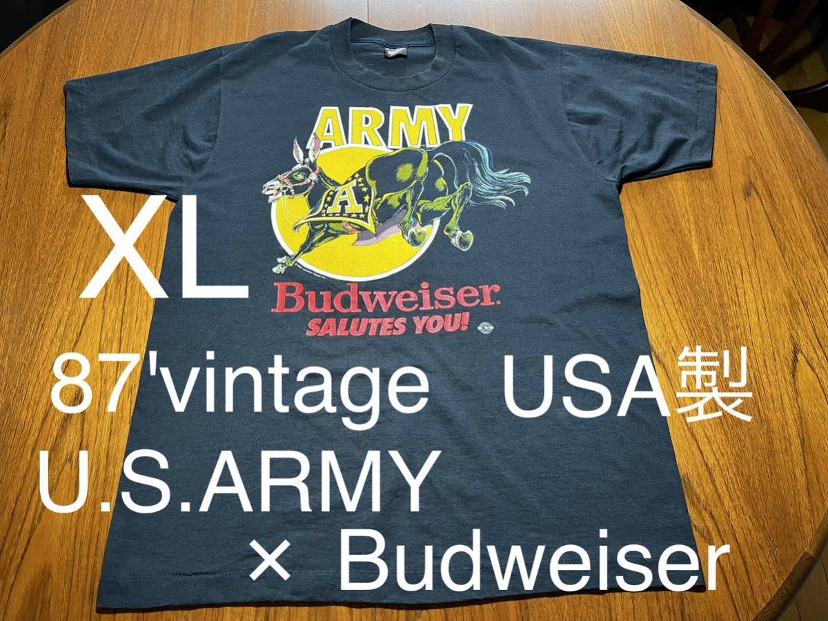激レア！U.S.ARMY Budweiser ヴィンテージ Tシャツ　バドワイザー　ミリタリー 軍物　シングルステッチ　80' 90' ビンテージ　vintage