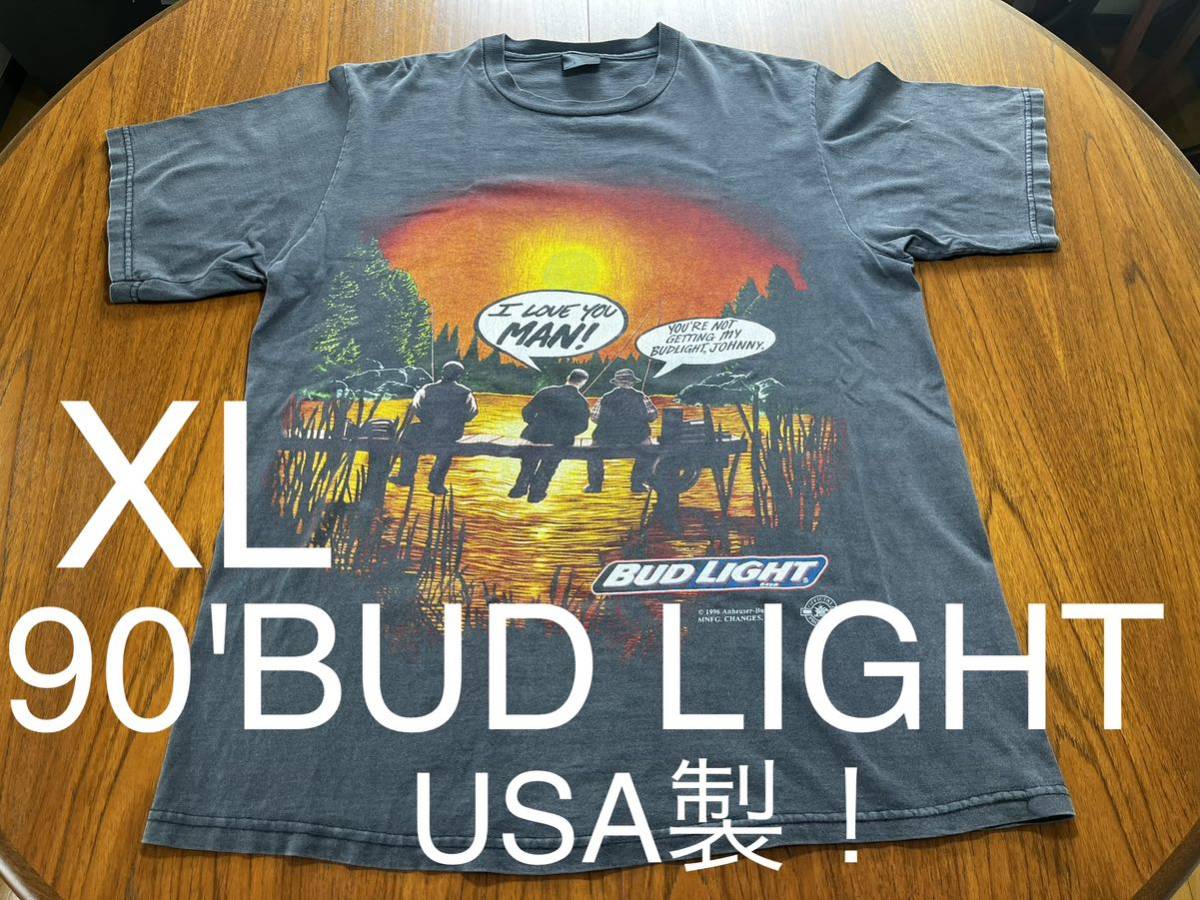 90'vintage BUD LIGHT Budweiser Tシャツ　バドワイザー　バドライト　ビンテージ ヴィンテージ 90年代　企業Tシャツ　ビール会社_画像1