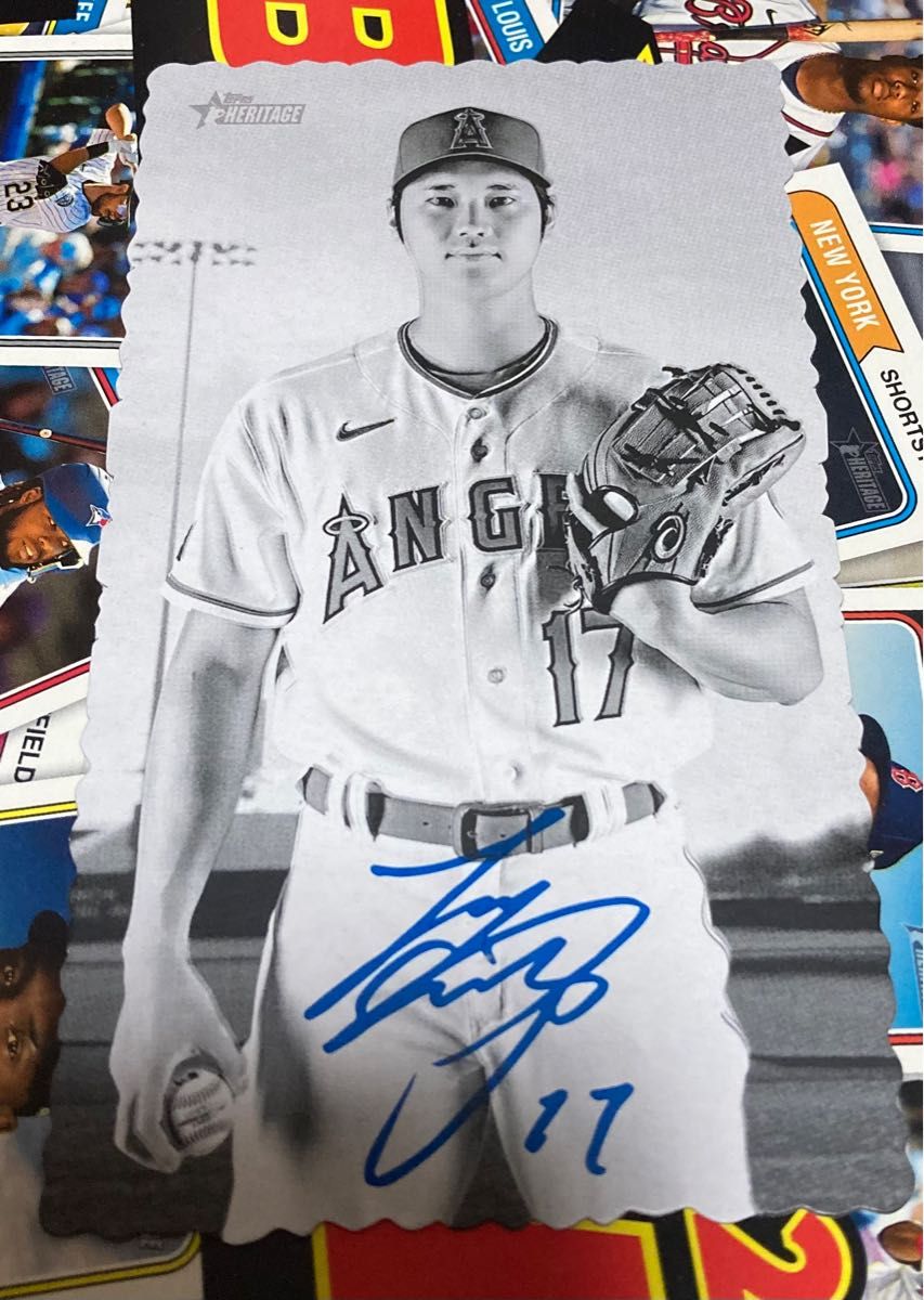 エンゼルスANGELS 大谷翔平 2023 TOPPS HERITAGE 1974 DECKLE EDGE! プリントサイン