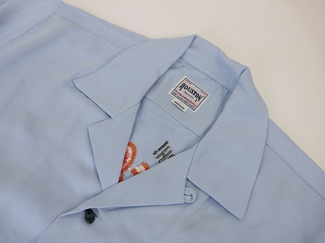 [ бесплатная доставка 46%OFF]HOUSTONhyu- камень вышивка боулинг рубашка (bo- кольцо рубашка ) [POPCONE] рисунок NO.40993 SAX_M размер 