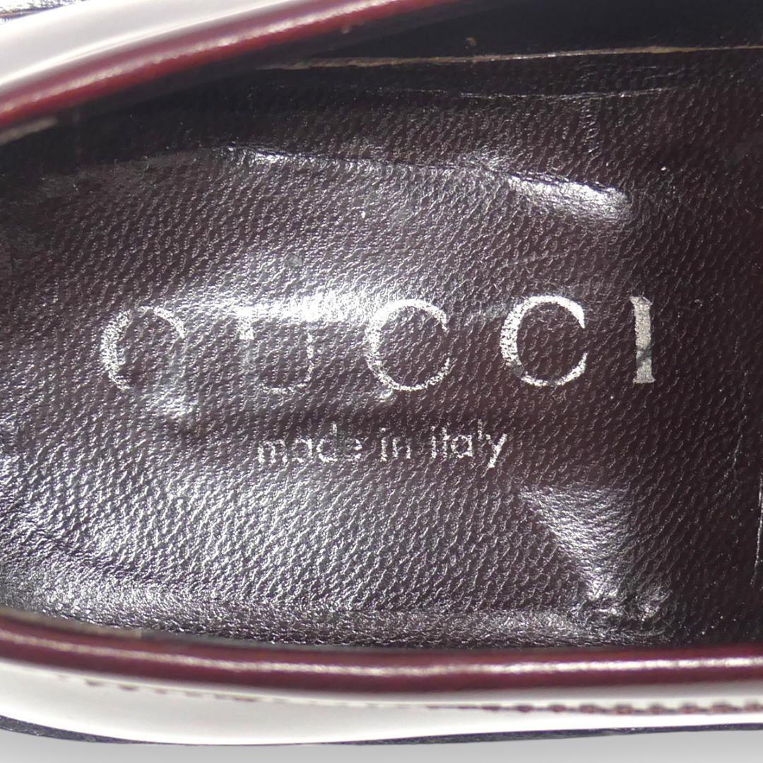 即決★イタリア製 GUCCI★25.5cm レザービットローファー グッチ メンズ 7.5D 茶 本革 ビジネスシューズ 本皮 スリッポン 革靴