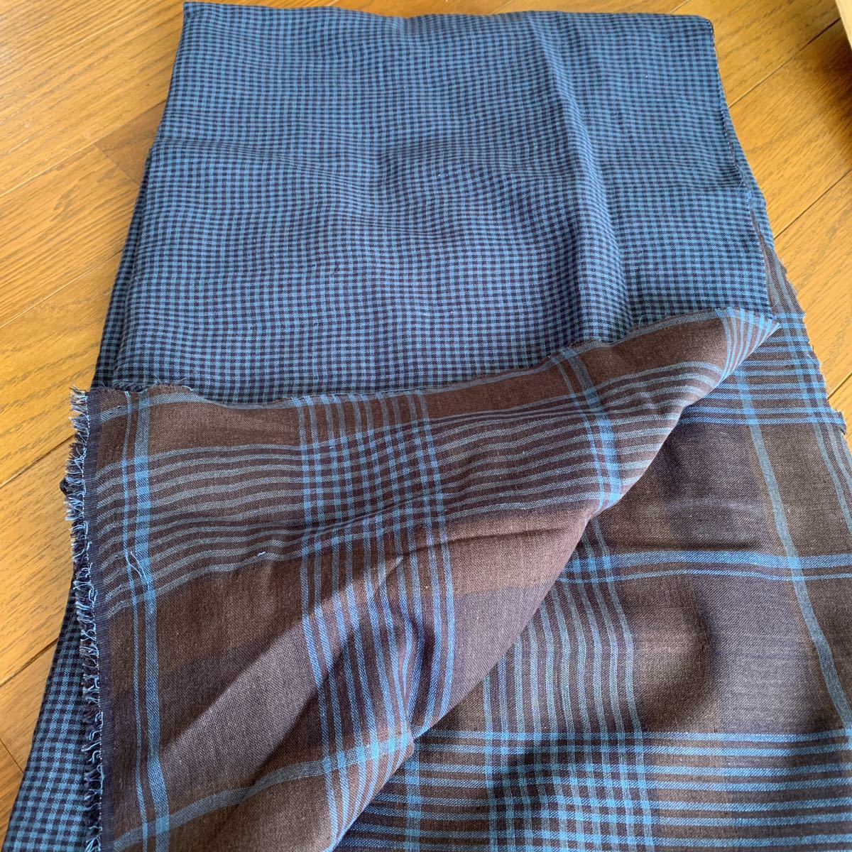 114 x 150cm 生地 素材 布 綿、リネン、格子縞、チェック、シャツ