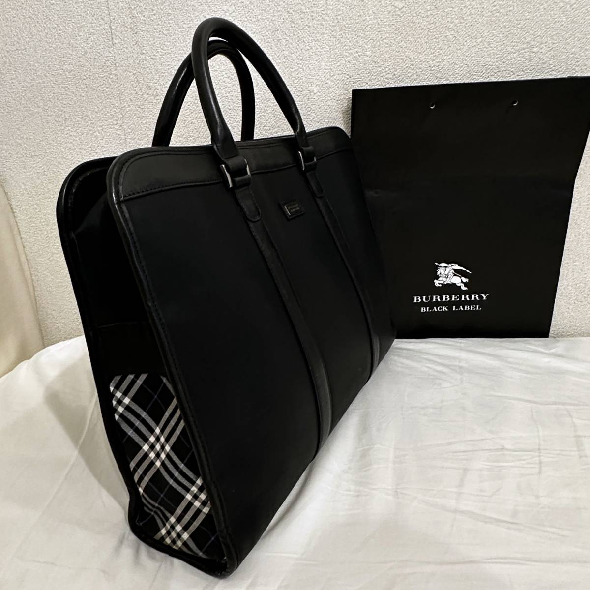 名作 激レア BURBERRY BLACK LABEL ナイロン＆本革 ブリーフケース