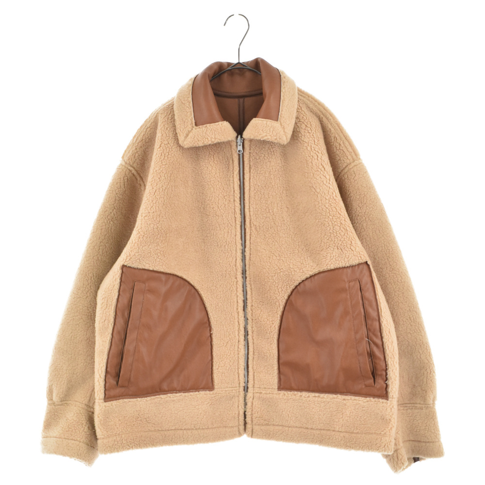 CURLY&Co カーリー リバーシブルボアレザージャケット ブラウン レザー