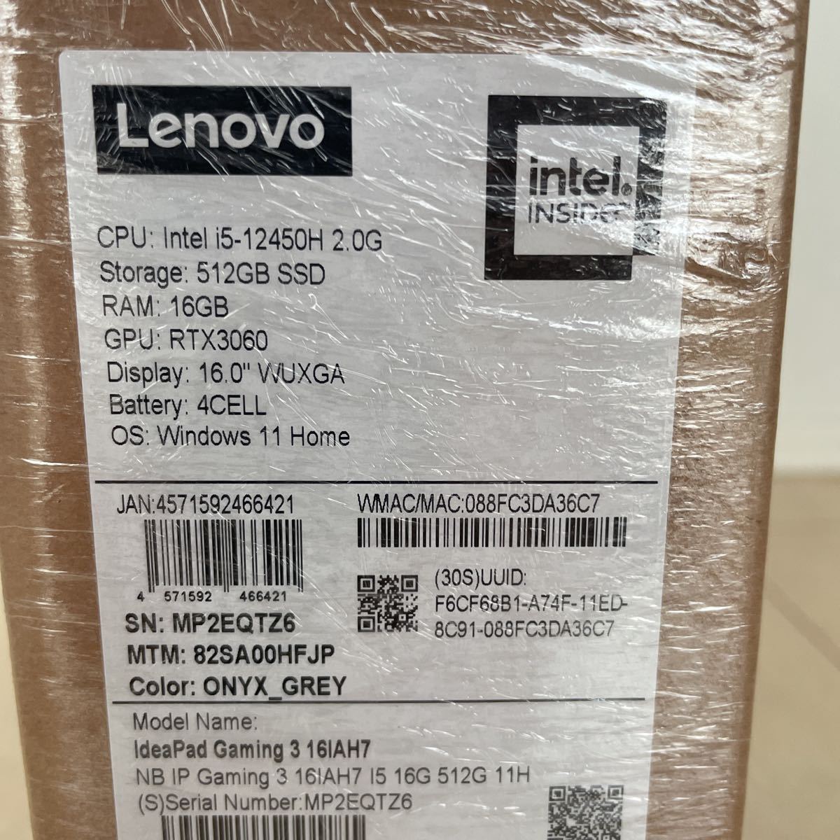 新品未開封 Lenovo IdeaPad Gaming 370i Core i5 12450H/16GBメモリー