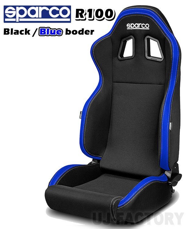 【再入荷★正規品/sparco newバージョン】★セミバケットシート R100J★ ブラック/ブルーボーダー（左右共通モデル）009014ENRAZ_画像1