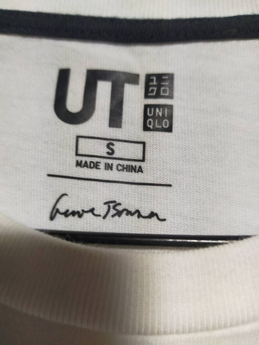 ユニクロ UT Tシャツ メンズ Sサイズ 白スクエア模様 使用品_画像3