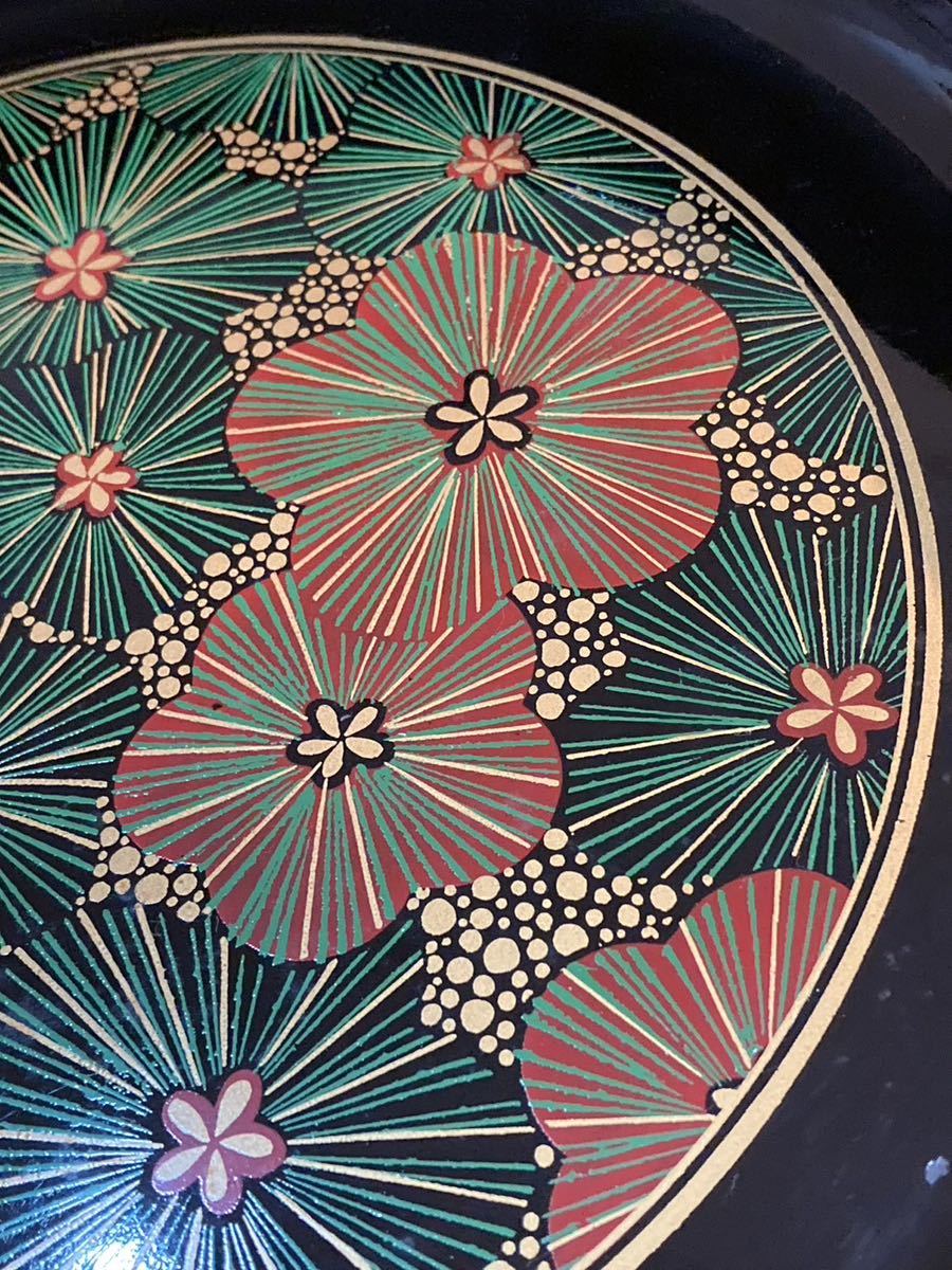 花紋 菓子鉢 漆芸 直径22.5センチ_画像5