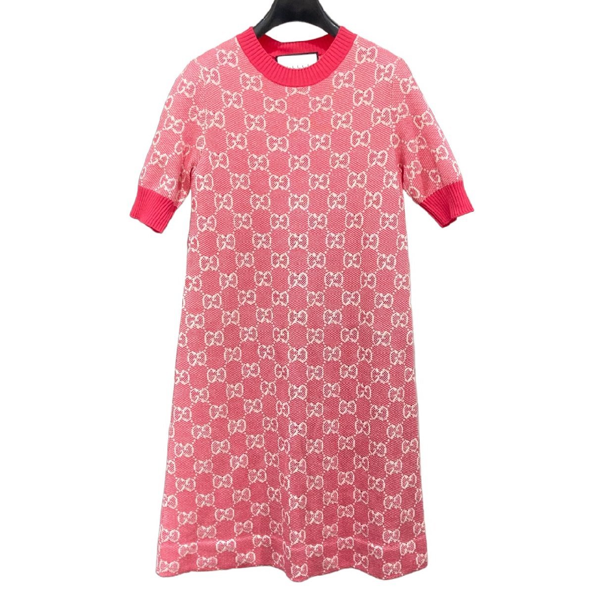 未使用品 タグ付き GUCCI グッチ GGロゴ コットン ニット 半袖 Aライン