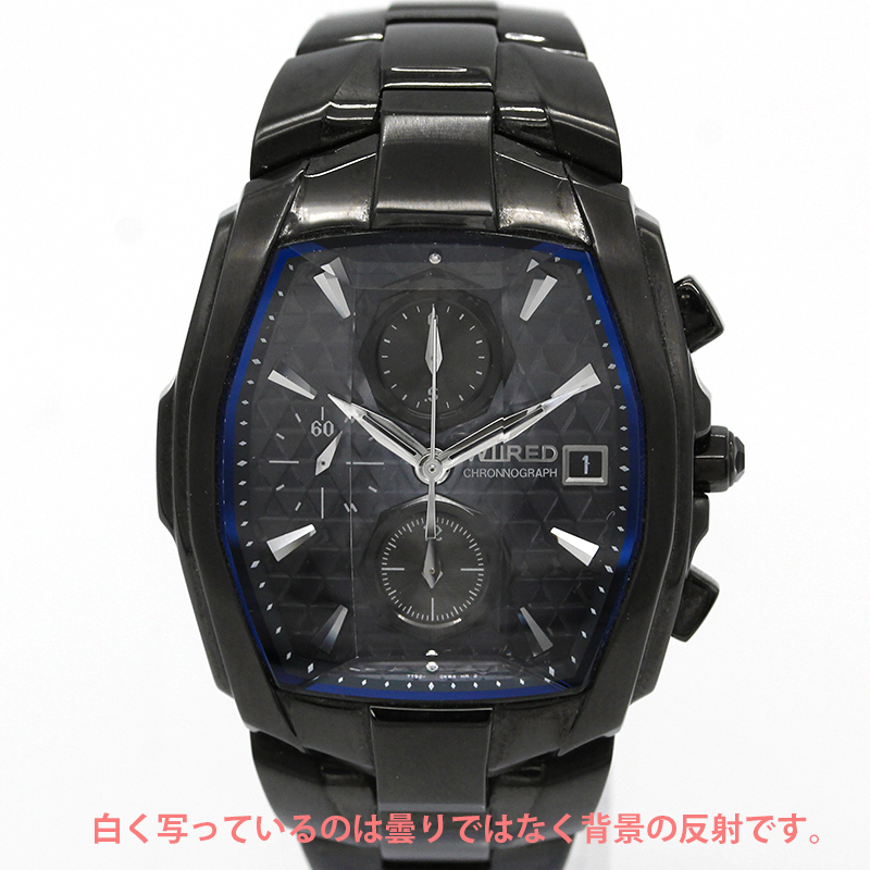 美品 セイコー SEIKO ワイアード WIRED 7T92-0HT0 クロノグラフ カットガラス メンズ 腕時計 A01854