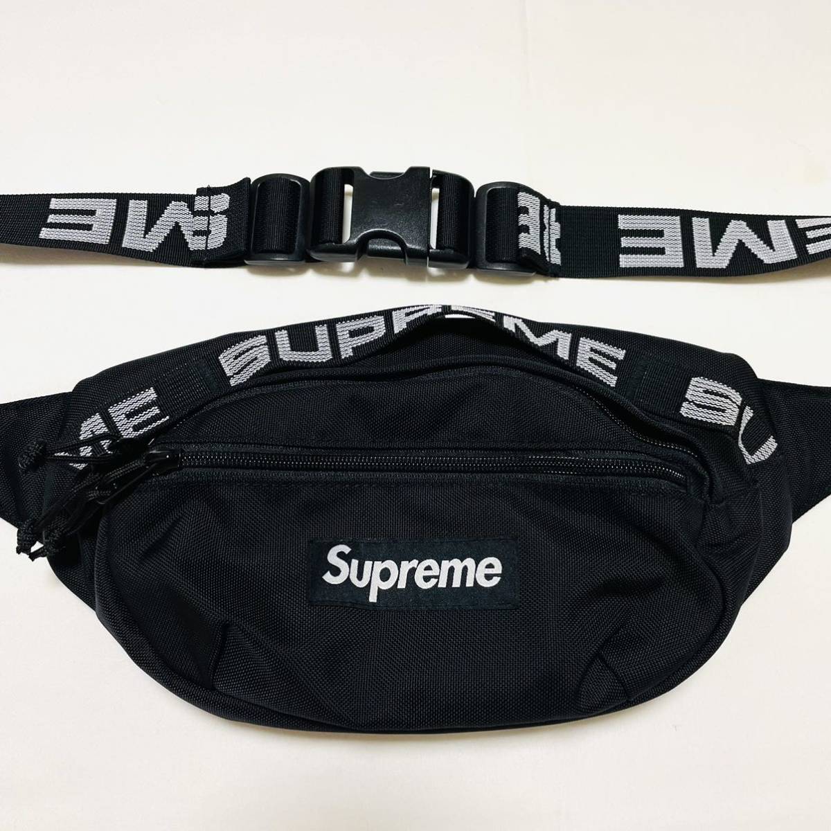 Supreme Waist Bag Black White 2.5L 18ss 2018年 黒 白 ブラック