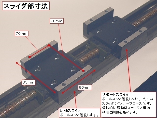 ■THK LMガイドアクチュエータ 高精度・高剛性 KR45 ストローク 400mm ダブルインナーブロック500mm サポートスライダ仕様 LMガイド_画像3