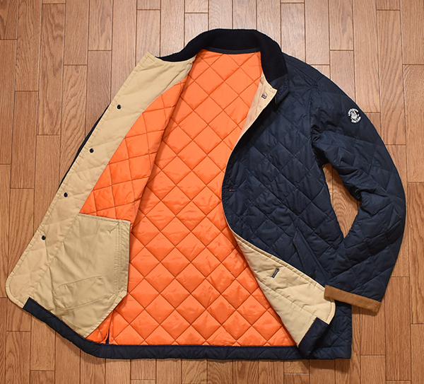 SINA COVA シナコバ キルティング ハーフコート ジャケット 上品なオレンジカラーが際立つ1着!! サイズM ネイビー