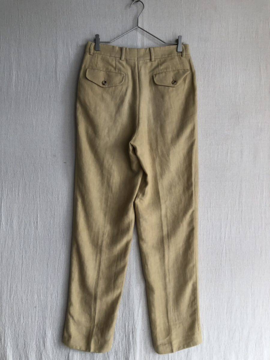 [100%linen]Euro vintage слаксы / хаки бежевый one tuck брюки евро Vintage P3-04006-9376 sale