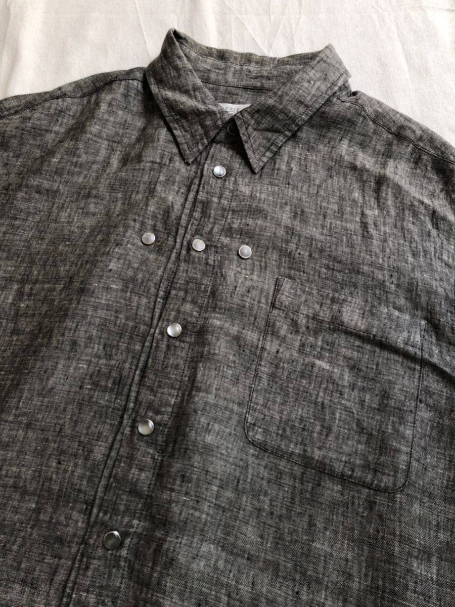 【100%リネン】USA vintage デザインシャツ / L グレー スナップ ボタン ボックス ビンテージ T3-05018-9326 sale_画像7