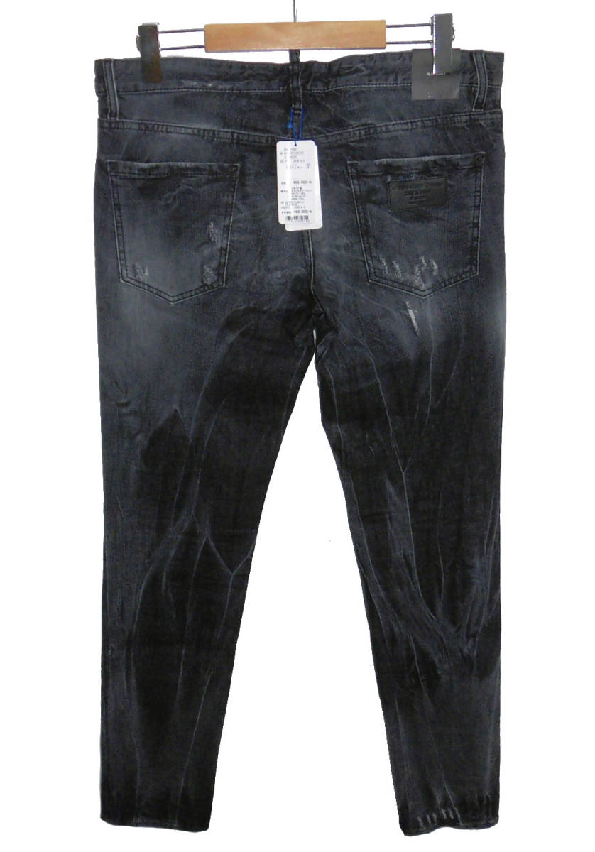 * новый товар с биркой Dsquared2 Dsquared BLACK SLIM JEAN S71LB0153 повреждение обработка черный Denim брюки 50