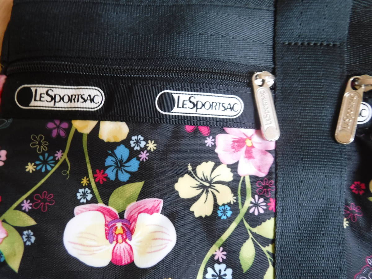 税不要特価 新品!LESPORTSAC レスポートサック ハワイ DFS限定 トロピカルフローラル ポケットたくさん トートバッグ 大♪ボストンバッグ①_画像2