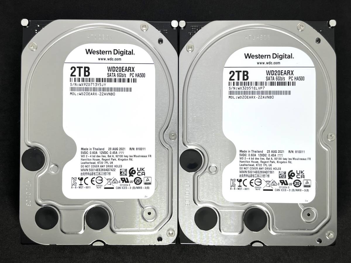 上品な 【送料無料】 2個セット SATA WD20EARX 【使用時間：65ｈ＆65ｈ