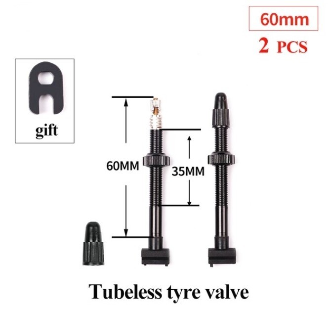【エア漏れしにくい】チューブレス用バルブ黒 長さ60mm 2本セット_画像1