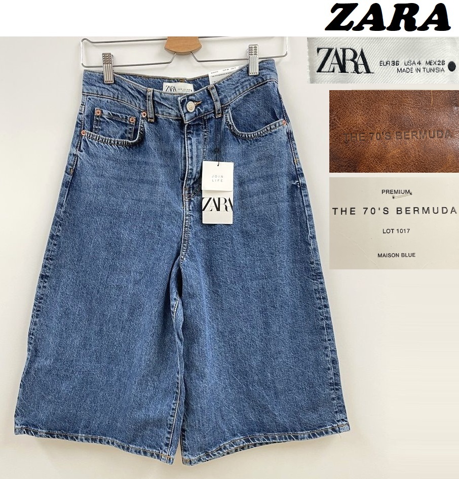 未使用品 /36/ ZARA インディゴブルー ワイドデニム レディース 未使用品 /36/ ZARA インディゴブルー ワイドデニム レディース