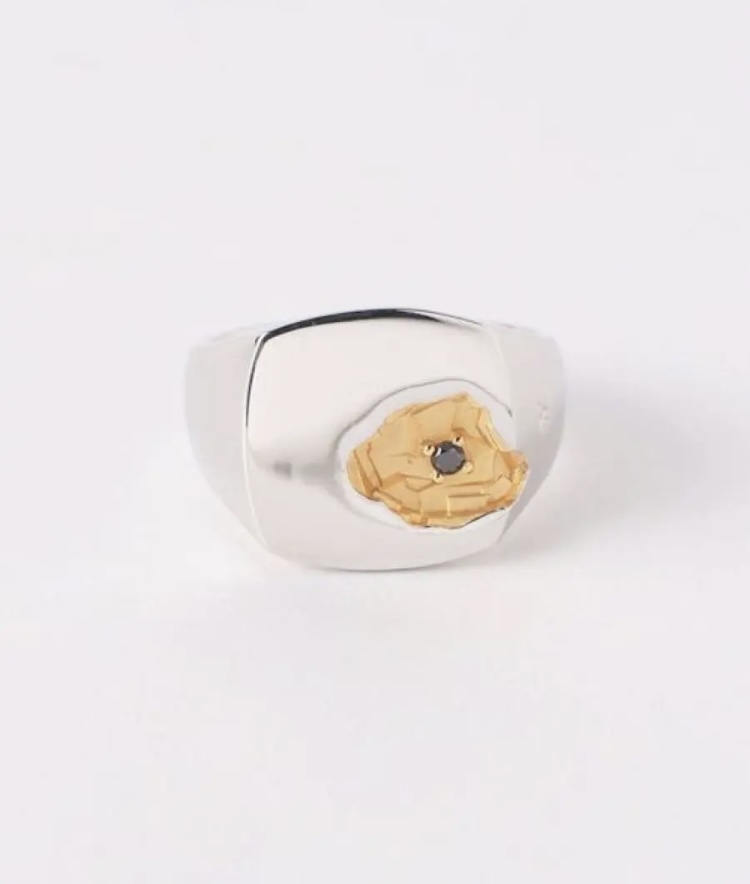 TOMWOOD Mined Ring Large トムウッド ブラック ダイヤモンド リング 18号 新品_画像1