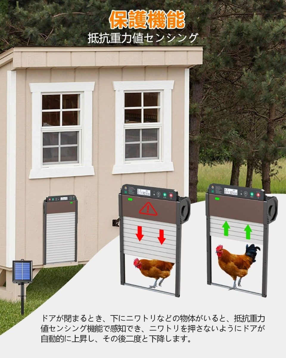人気ブランド新作豊富 自動鶏小屋ドア 小動物ケージ用ドア 光センサーとソーラーパネル かご/おり