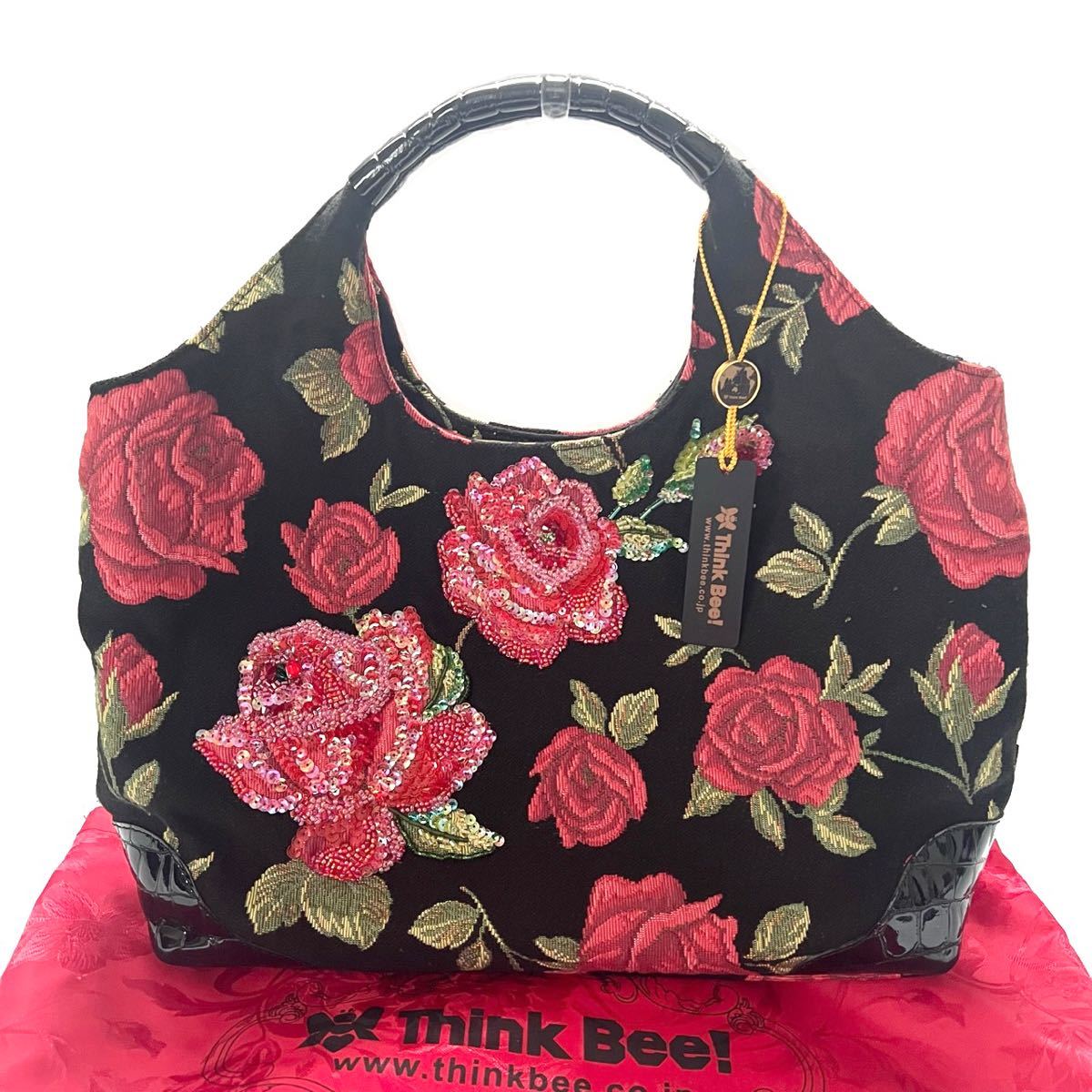 新品】Think Bee! シンクビー 薔薇柄 花柄 トートバッグ-