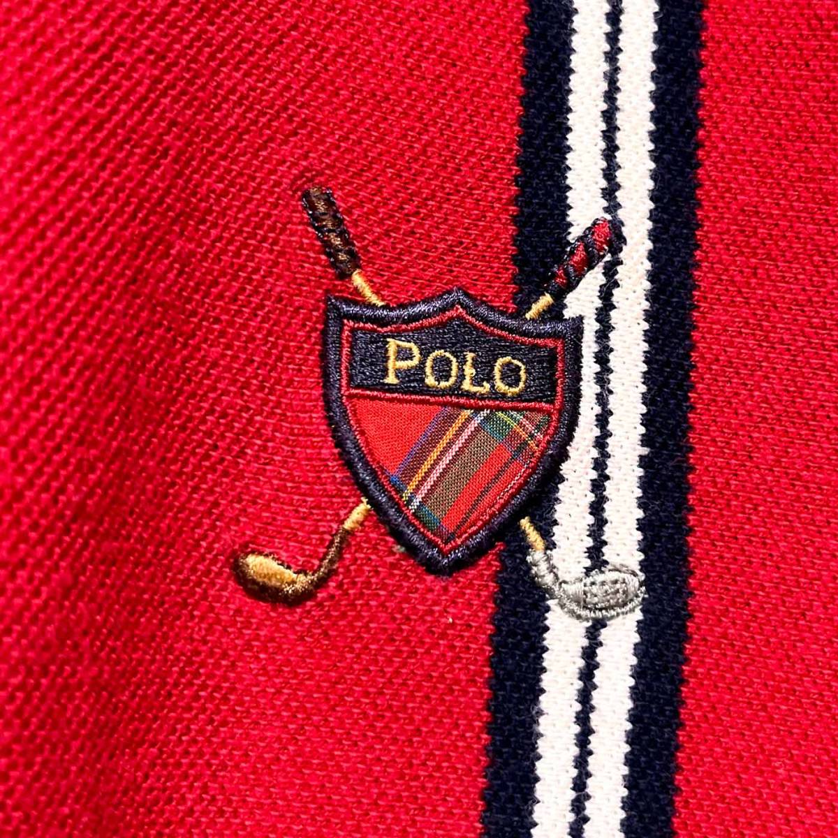 ポロゴルフ ラルフローレン Ralph Lauren POLO GOLF ストライプシャツ ポロシャツ 半袖シャツ メンズ ロゴ コットン100% Lサイズ 3‐441_画像4
