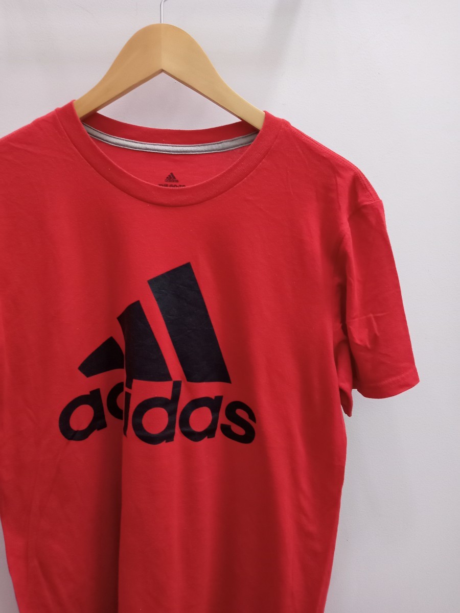 *E045 adidas короткий рукав футболка принт футболка Logo футболка спортивный бюстгальтер ndo размер M красный серия 