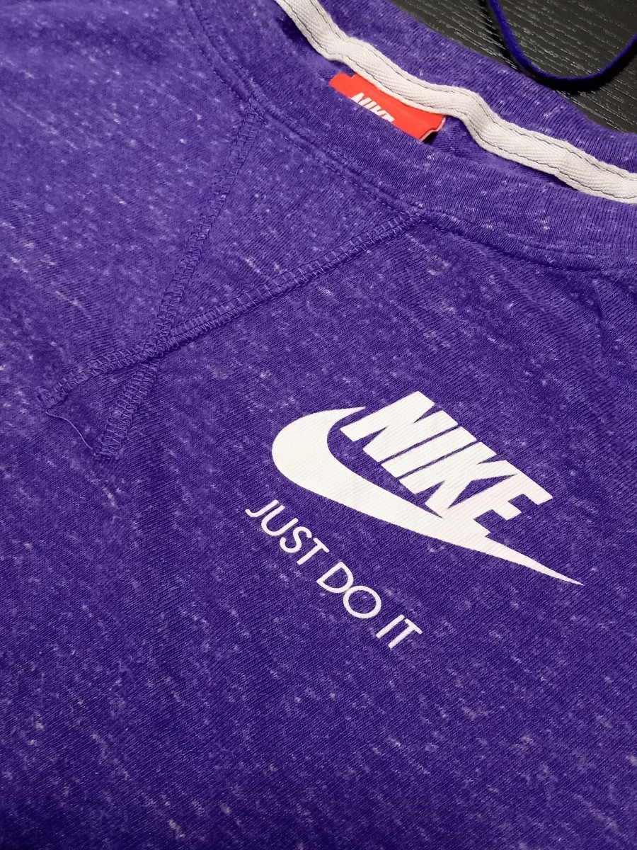 ★E099 NIKE ナイキロンT 長袖Tシャツ カラーTシャツ ラグラン レディースM 紫系 _画像10