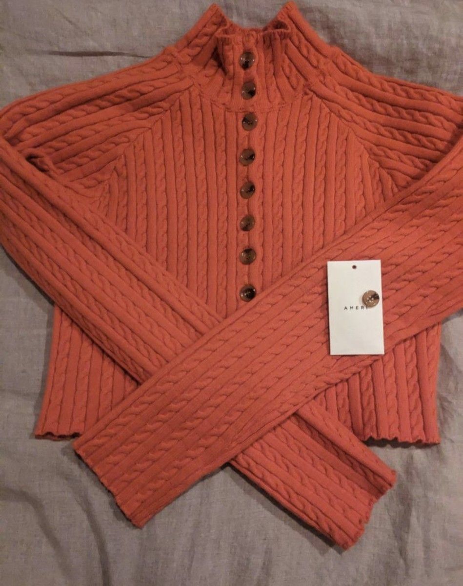 2WAY MINI CABLE KNIT CARDIGAN オレンジ