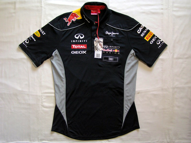 【支給品】`13 レッドブル・ルノー F1 ファンクショナル半袖Tシャツ メッシュ 新品 ペペジーンズ GEOX ベッテル ポロ メンズ M L 紺