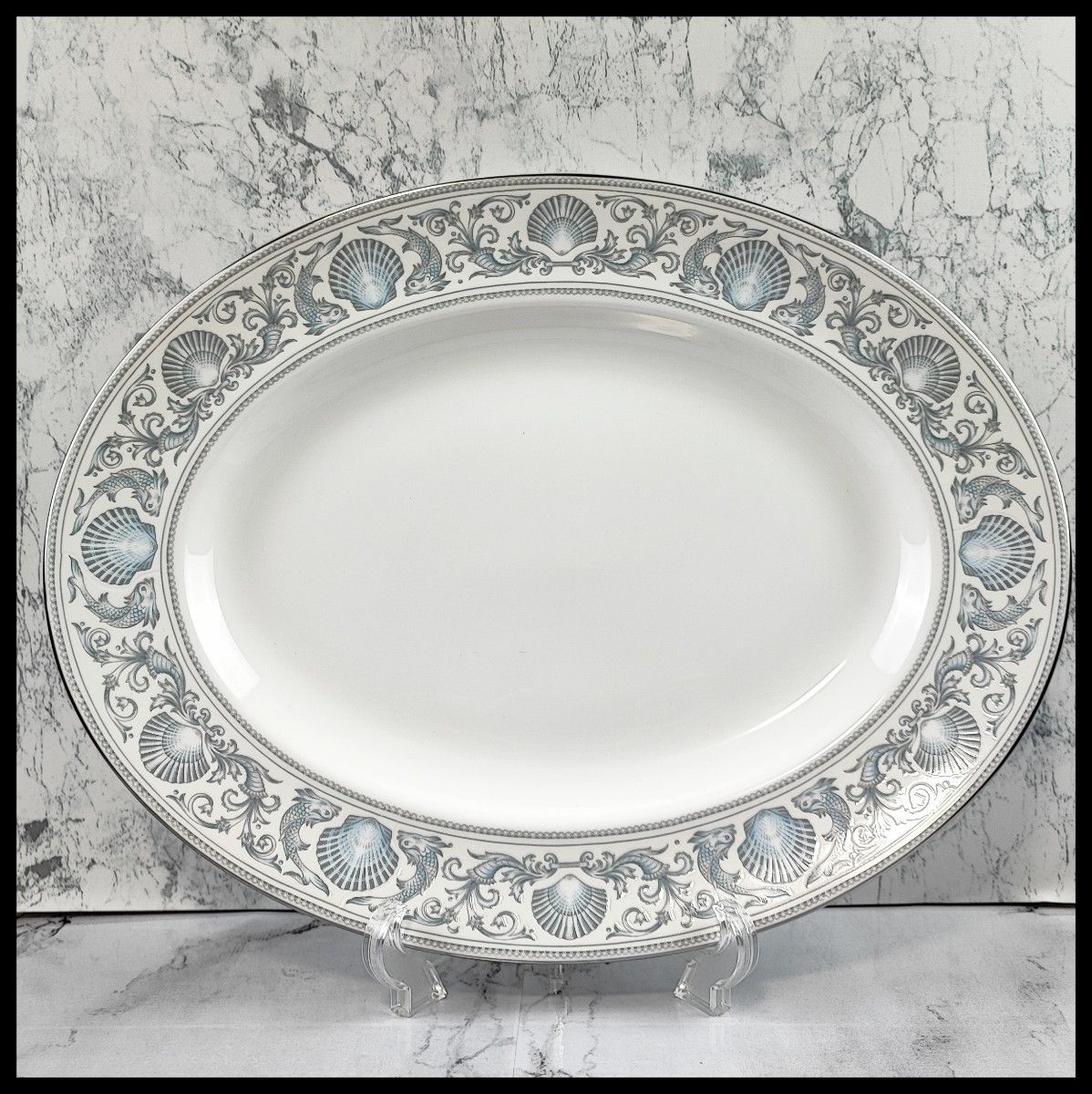 ウェッジウッド ホワイトドルフィン オーバルプレート 黒壺刻印 WEDGWOOD お皿